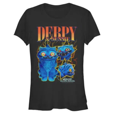 Kpop Demon Hunters Kids' Junior's  Derpy And Sussie Friends  Graphic T-shirt In Black