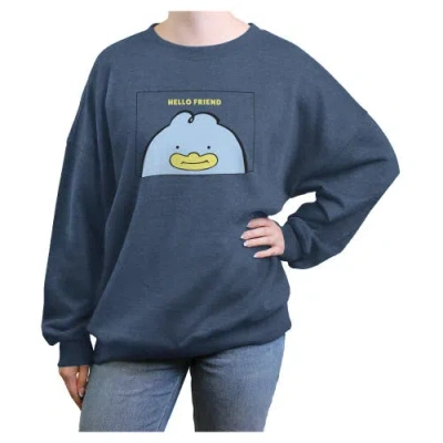 Kpop Demon Hunters Junior's  Hello Friend Duck Note Sweatshirt In Blue