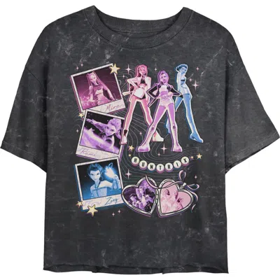 Kpop Demon Hunters Junior's  Huntrix Colorful Collage Graphic T-shirt In Black