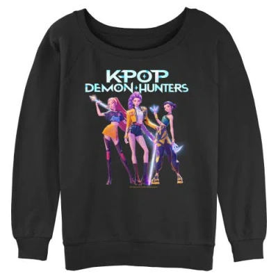 Kpop Demon Hunters Junior's  Trio Girls Group Shot Sweatshirt In Black