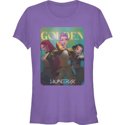 Kpop Demon Hunters Kids' Junior's  Huntrix Golden Photocard  Graphic T-shirt In Purple