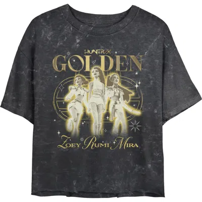 Kpop Demon Hunters Junior's  Huntrix Golden Trio Graphic T-shirt In Black
