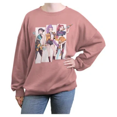 Kpop Demon Hunters Junior's  Huntrix Idols Manhwa Style Sweatshirt In Pink