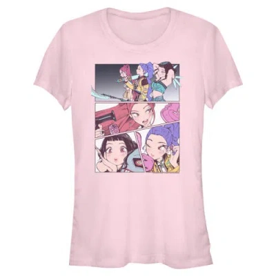 Kpop Demon Hunters Kids' Junior's  Huntrix Manhwa Panels  Graphic T-shirt In Pink
