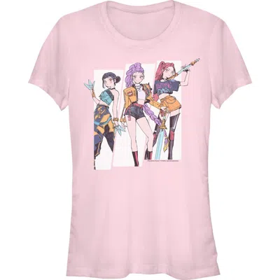 Kpop Demon Hunters Kids' Junior's  Huntrix Manhwa Style  Graphic T-shirt In Pink