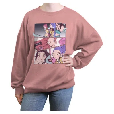 Kpop Demon Hunters Junior's  Huntrix Superstars Manhwa Panels Sweatshirt In Pink
