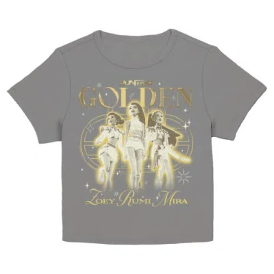 Kpop Demon Hunters Junior's  Huntrix The Golden Super Stars Graphic T-shirt In Gray
