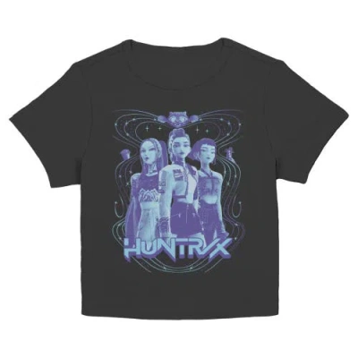 Kpop Demon Hunters Junior's  Huntrix Trio Honmoon Graphic T-shirt In Black