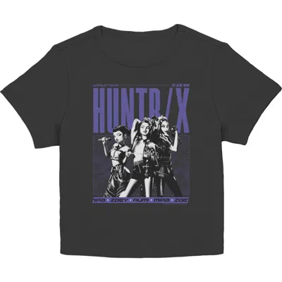Kpop Demon Hunters Junior's  Huntrix World Tour Trio Graphic T-shirt In Black