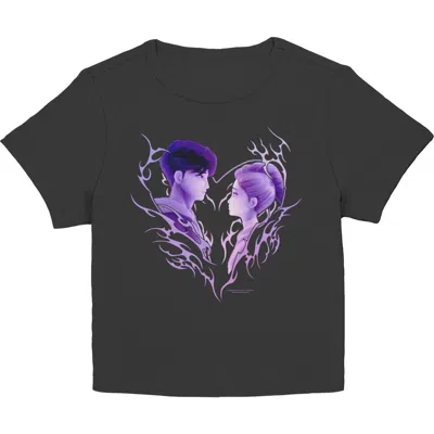 Kpop Demon Hunters Junior's  Jinu And Rumi Heart Graphic T-shirt In Black