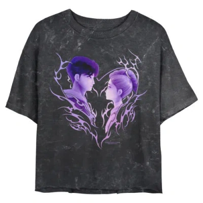 Kpop Demon Hunters Junior's  Jinu And Rumi Heart Strings Graphic T-shirt In Black