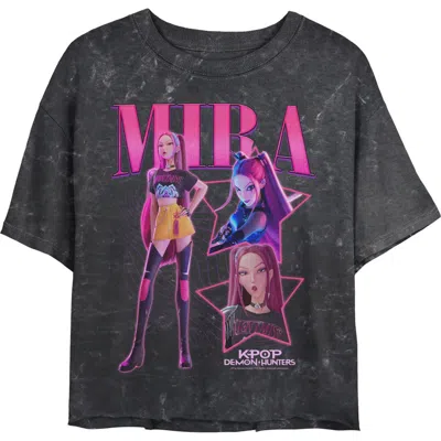 Kpop Demon Hunters Junior's  Mira Pop Idol Stars Logo Graphic T-shirt In Black