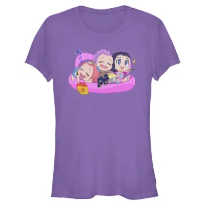 Kpop Demon Hunters Kids' Junior's  Movie Night Group  Graphic T-shirt In Purple
