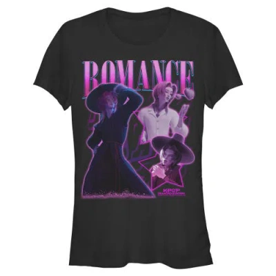 Kpop Demon Hunters Kids' Junior's  Romance Saja Collage  Graphic T-shirt In Black