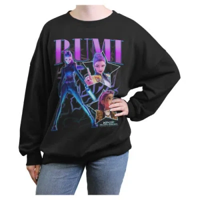 Kpop Demon Hunters Junior's  Rumi Stars Logo Sweatshirt In Black