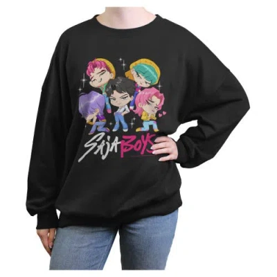 Kpop Demon Hunters Junior's  Saja Boys Chibi Group Sweatshirt In Black