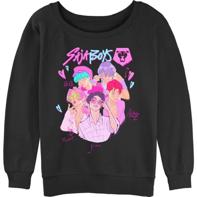 Kpop Demon Hunters Junior's  Saja Boys Hearts And Kisses Sweatshirt In Black