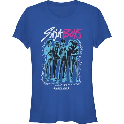Kpop Demon Hunters Kids' Junior's  Saja Boys Portrait  Graphic T-shirt In Blue