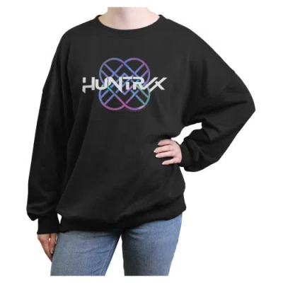 Kpop Demon Hunters Junior's  Super Stars Holographic Logo Sweatshirt In Black