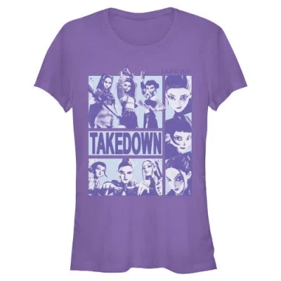 Kpop Demon Hunters Kids' Junior's  Takedown Huntrix Logo  Graphic T-shirt In Purple