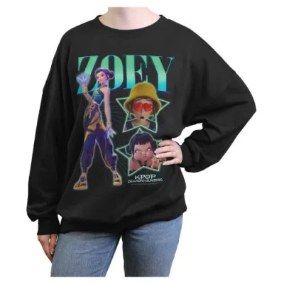 Kpop Demon Hunters Junior's  Zoey Stars Logo Sweatshirt In Black