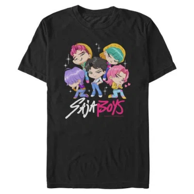Kpop Demon Hunters Saja Boys Chibi Group  Graphic T-shirt In Black