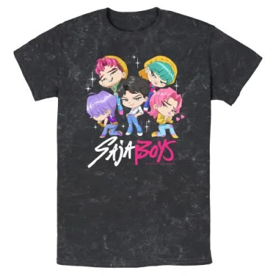 Kpop Demon Hunters Saja Boys Chibi Group  Graphic T-shirt In Black