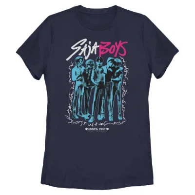 Kpop Demon Hunters Saja Boys Portrait  Graphic T-shirt In Blue