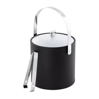 Kraftware Arc 3-pc. Ice Bucket + Tong Chrome Trim Set In Black