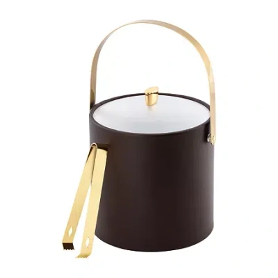 Kraftware Arc 3-pc. Ice Bucket + Tong Gold Trim Set In Brown