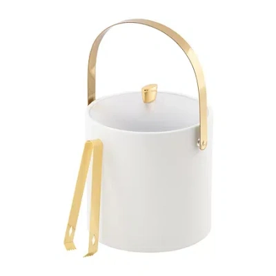 Kraftware Arc 3-pc. Ice Bucket + Tong Gold Trim Set In White