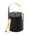 Kraftware Oxford Ice Bucket And Ice Tong, 3 Quart In Black