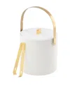 Kraftware Oxford Ice Bucket And Ice Tong, 3 Quart In White