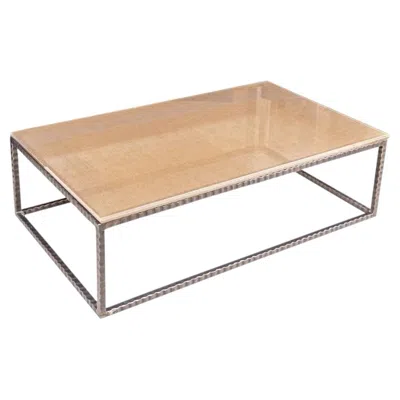 Pre-owned Kravet Furniture Vintage  “upton” Burlap Top Cocktail Table In Sand