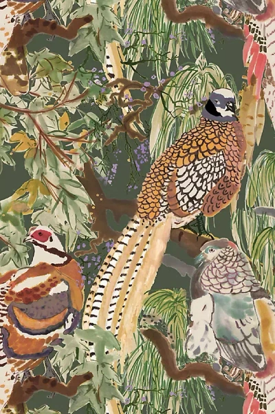 Kravet Game Birds Jungle-inspired Wallpaper