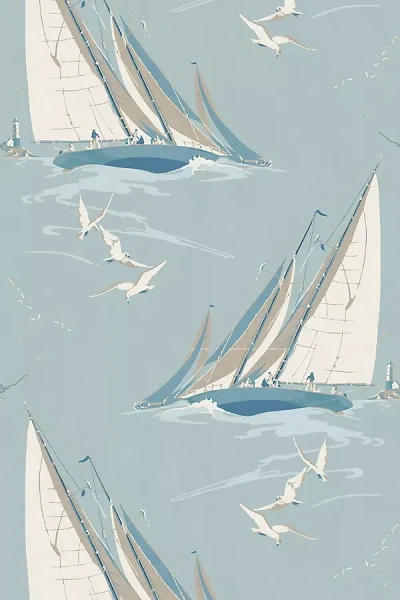 Kravet Round The Island Sailboat Wallpaper
