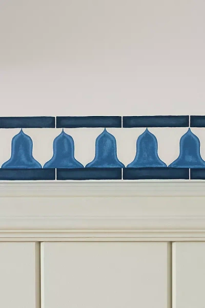 Kravet Zellige Border Wallpaper In Blue