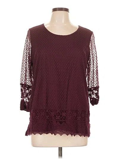Pre-owned Krazy Kat 3/4 Sleeve Top Burgundy Boatneck Tops