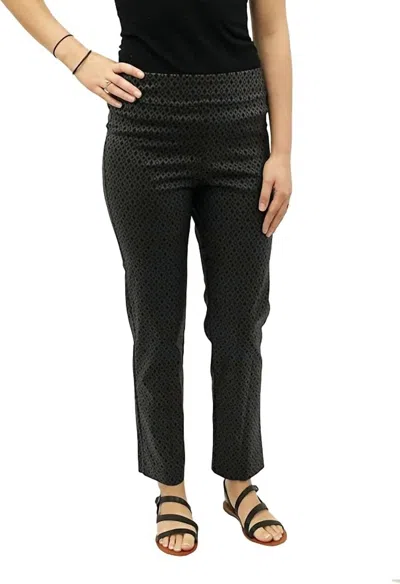 Krazy Larry Diamond Print Pull On Pants In Black Foil