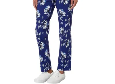 Krazy Larry Pull On Ankle Pant Print In Blue Flower