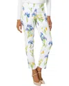 Krazy Larry Pull On Ankle Pants In White Iris In Multi