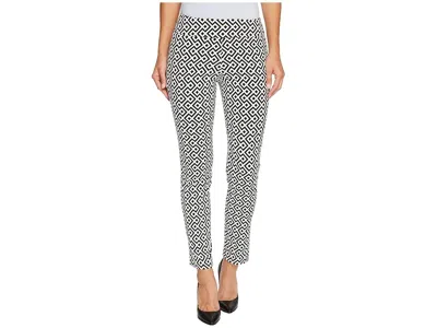 Krazy Larry Pull-on Ankle Women's Dress Pants Black/white Geometric Print: 0 28 In Gray