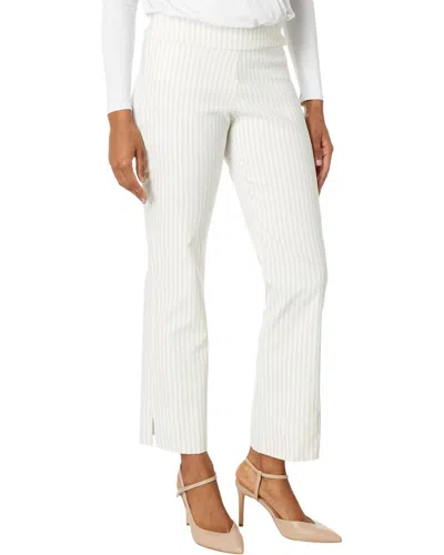 Krazy Larry Stretch Linen Wide Ankle Pants In Oatmeal Stripe In White