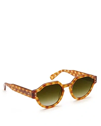 Krewe Astor Beveled Acetate Round Sunglasses In Brown/green Gradient
