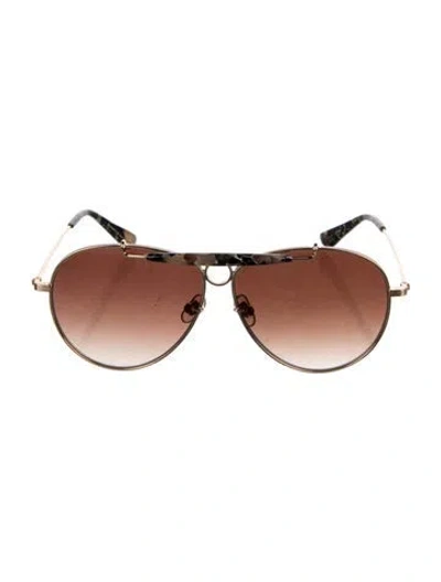 Pre-owned Krewe Aviator Gradient Sunglasses In Black/gold