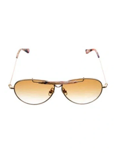 Pre-owned Krewe Aviator Gradient Sunglasses In Gold