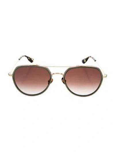 Pre-owned Krewe Aviator Gradient Sunglasses In Gold