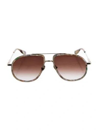 Pre-owned Krewe Aviator Gradient Sunglasses In Neutrals