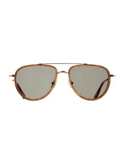 Pre-owned Krewe Aviator Tinted Sunglasses In Brown
