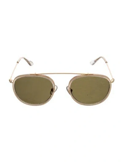 Pre-owned Krewe Aviator Tinted Sunglasses In Gold